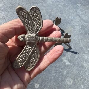 Metal Dragonfly Napkin Rings (4) Cast Metal Silver Tone Rustic Nature Inspired